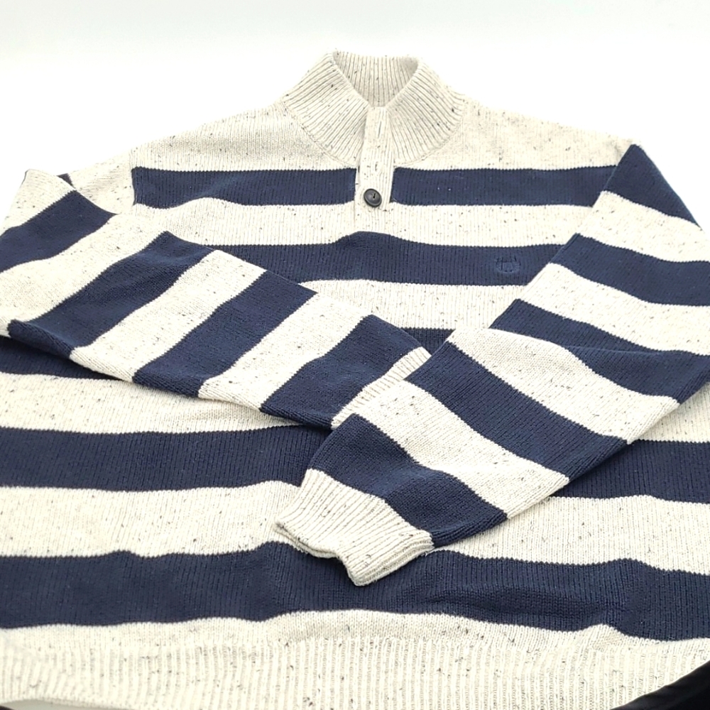 Chaps Nautical Striped Button Collar Sweater Men'… - image 2